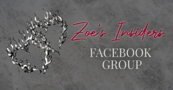 Zoe's Insiders Facebook Group. Entwined hearts on fire on dark gray background