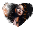 The Promised Series by Zoe McKay. Image shows a Young woman with long dark hair in front of full moon. Image is heart-shaped.