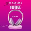 Romancing YouTube Giveaway. Image shows head phones and a heart on pink/purple background